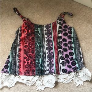 Patterned lace dressy tank top